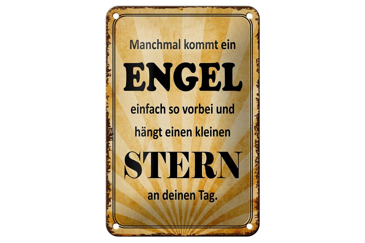 Blechschild Spruch 12x18cm manchmal kommt ein Engel