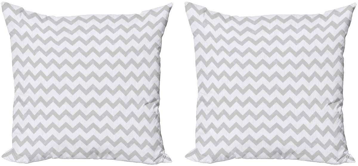 ABAKUHAUS kussenhoes – 2x45x45 cm – Zigzag, dubbelzijdig bedrukt, microvezel – lichtgrijs