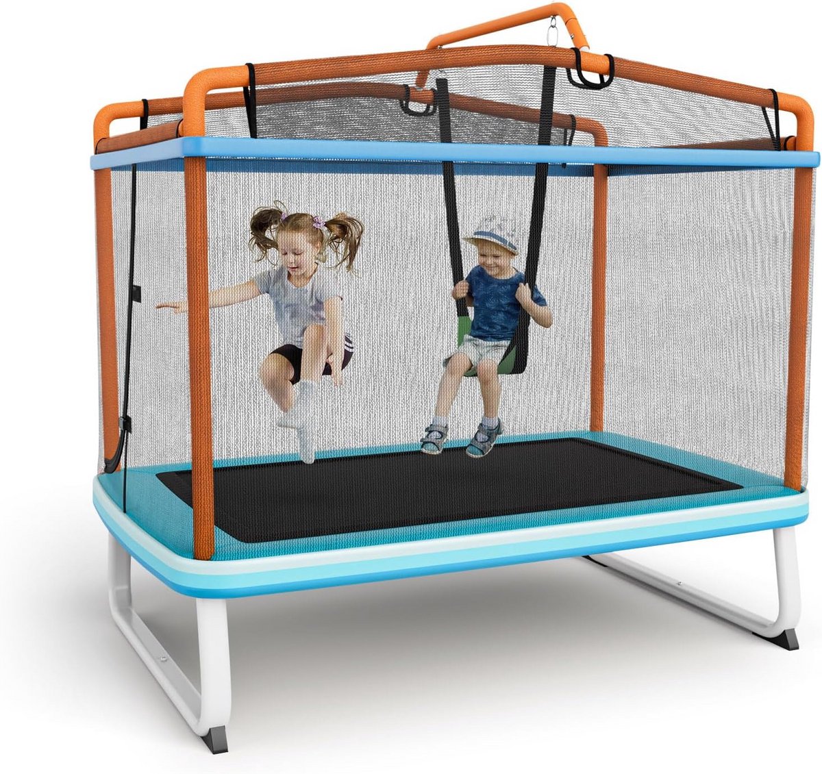Multifunctionele Trampoline 3-in-1 voor Kinderen Binnen en Buiten met Schommel en Klimrek