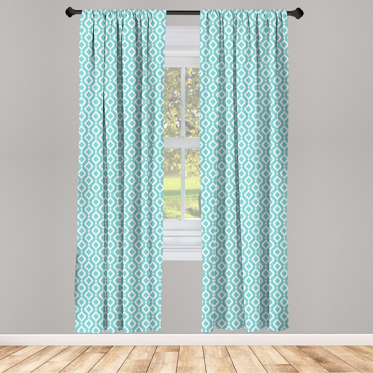 ABAKUHAUS Moderne gordijnen – Dots – 2-delig – Lichtblauw/Wit – 75x245 cm