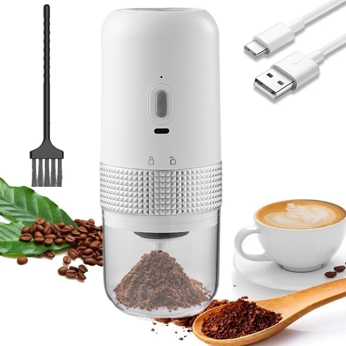 Draagbare Elektrische Koffiemolen met Keramisch Maalwerk - Instelbaar & Oplaadbaar