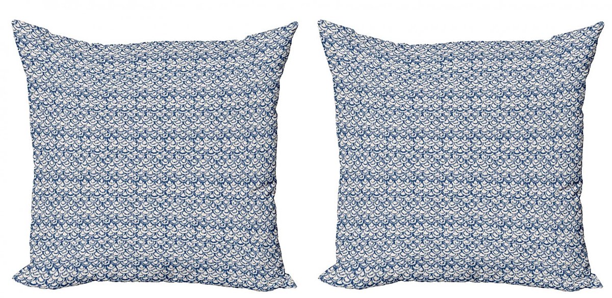 ABAKUHAUS Kussenhoes Set 2x45x45 cm – Ethnisch Schuppenstreifen – Dubbelzijdig Marinecreme Marineblauw