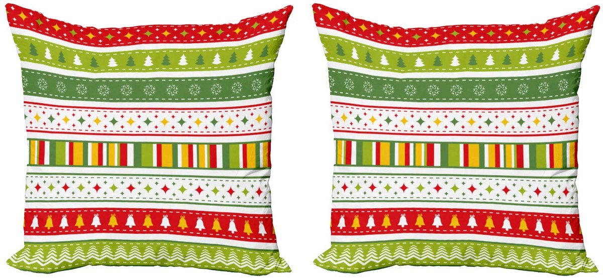 ABAKUHAUS Kussenhoes Set 40x40 – Dubbelzijdig bedrukt – Multicolor Lime Groen