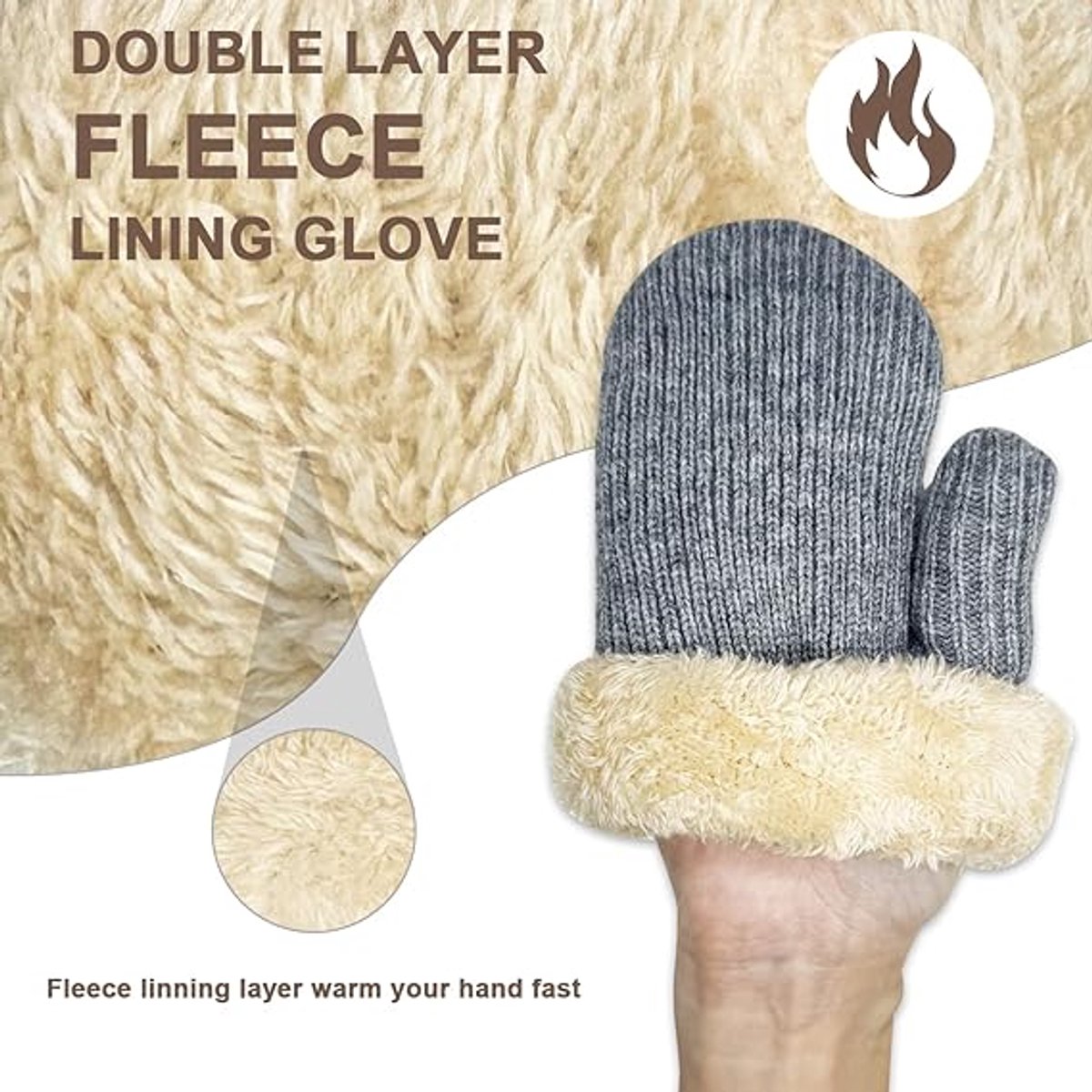 Wollen Winterhandschoenen Voor Dames En Heren Elastische En Extra Warme Wanten Met Vachtvoering Voor Sneeuw En Koud Weer Ideaal Cadeau — cadeau in Mode & Accessoires - foto 2