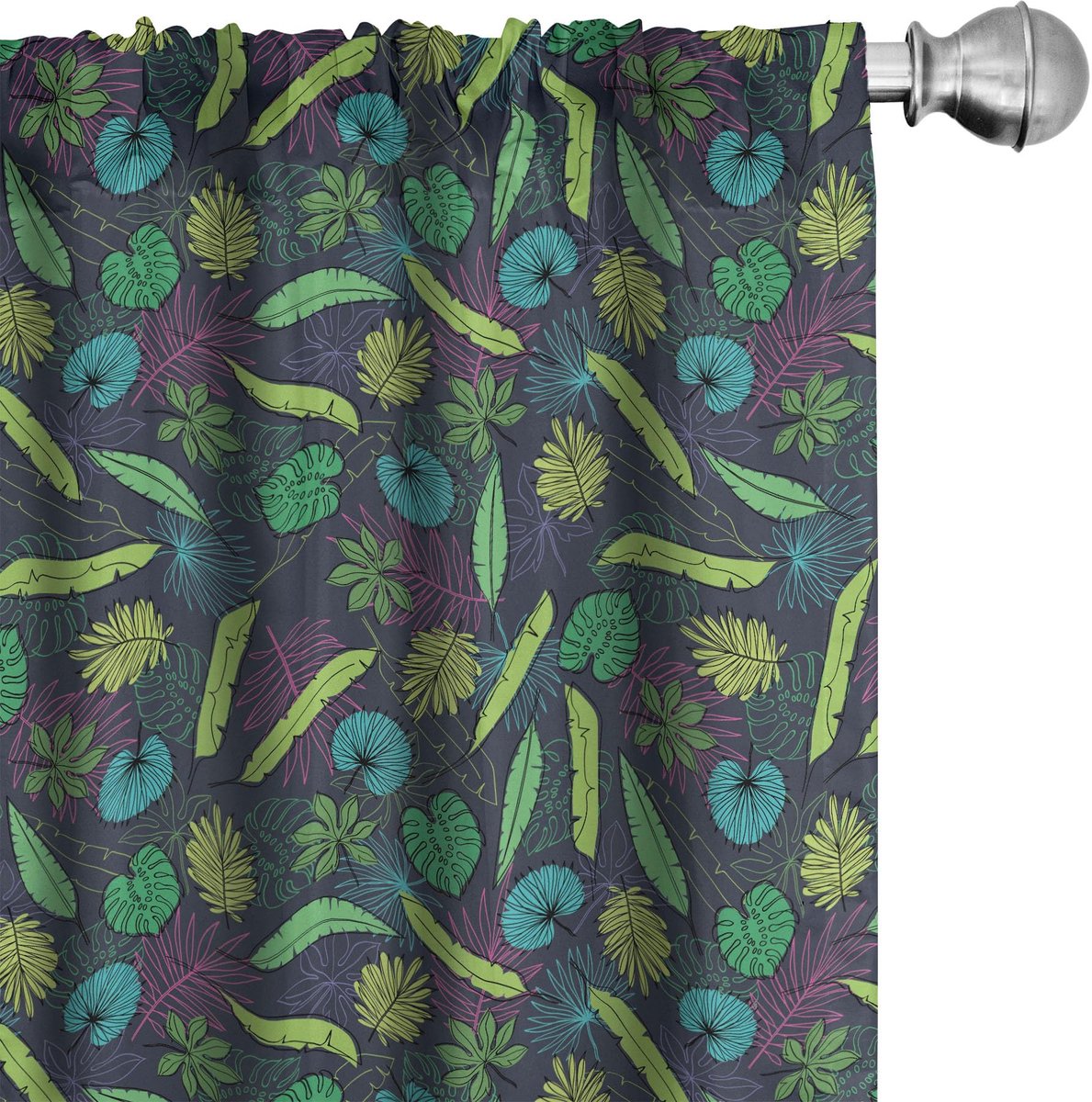 ABAKUHAUS Voorhangen – Jungle bladeren – 2x75x225 – Seafoam Groen