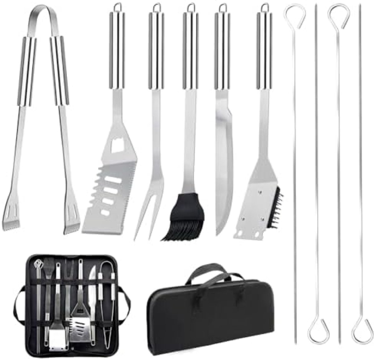 Complete Barbecue Gereedschapset - 11-delige Professionele BBQ Accessoires met Draagtas