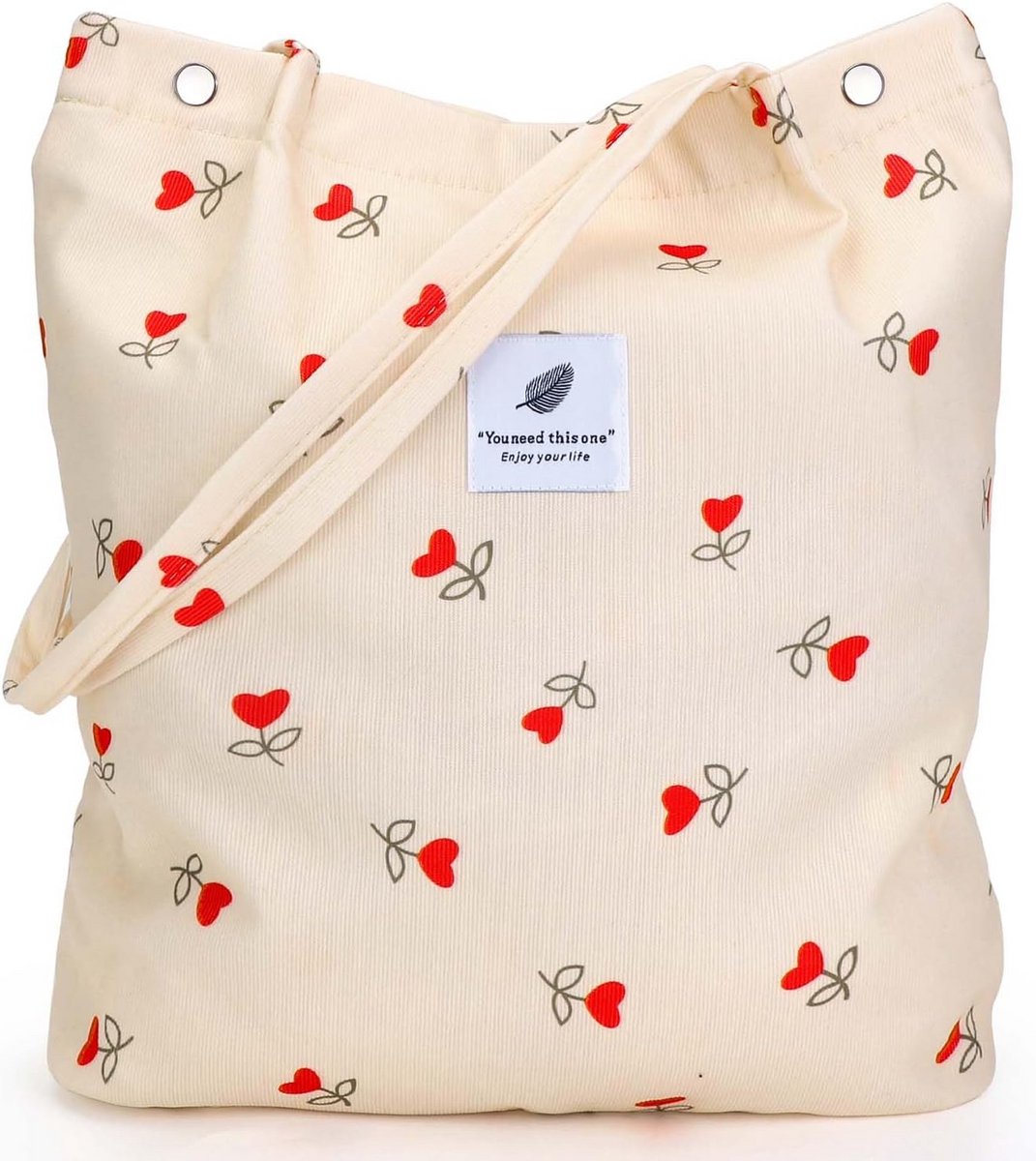 Grote Corduroy Tas Dames Schoudertas Harten L XL Casual Shopper Kantoor School
