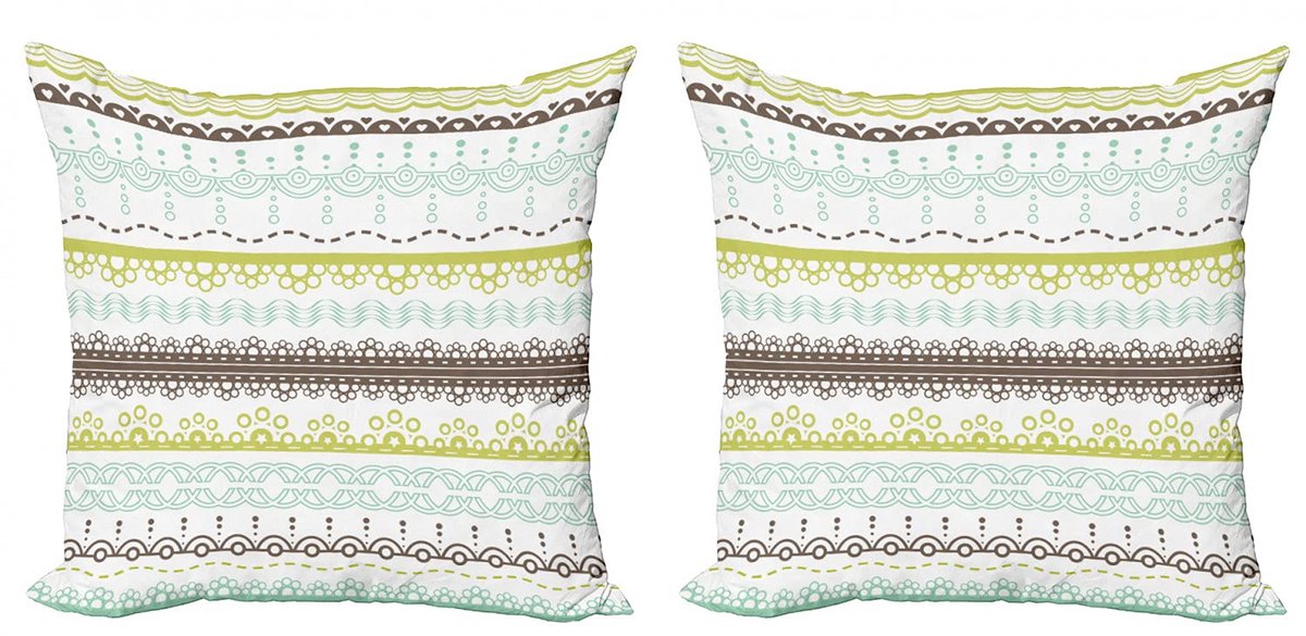 ABAKUHAUS Kussenhoes – 50x50 cm – 2-delige set – Dubbelzijdig bedrukt – Geel Groen Mint Geel Groen Mintgroen