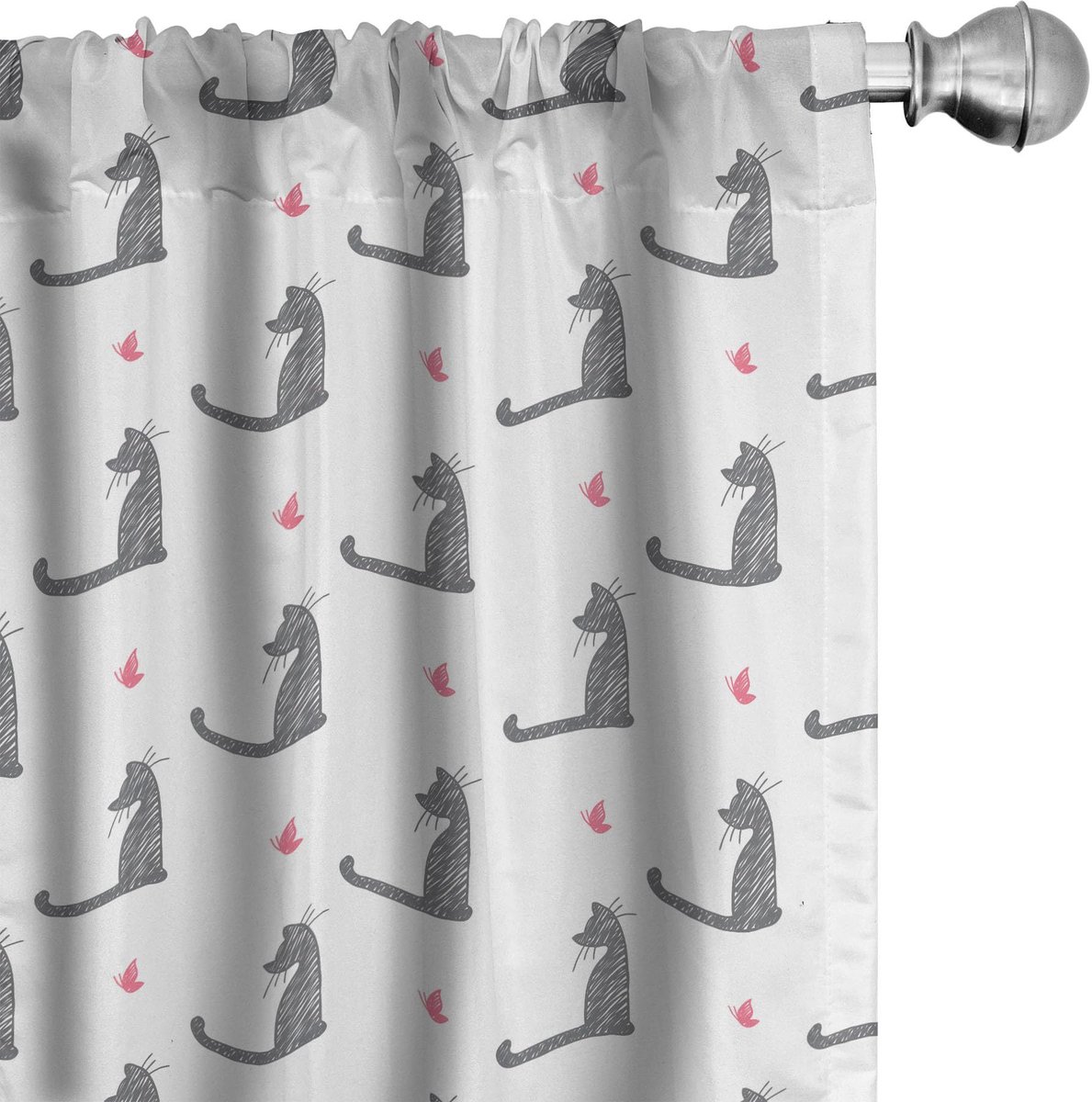 ABAKUHAUS Kattenvordijnen – 2x75x175 cm – Microfaser – Halfdonker Wit