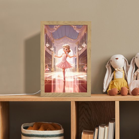 Nachtlampje 20x30 cm - Kinder lamp - Ballerina - Meisjes - Roze - Kinderen - Tafellamp kinderkamer - Slaapkamer lamp - Bedlamp kinderen - Kinderlampje stopcontact - Wandlamp babykamer - Nachtlampjes van Merkloos — afbeelding 3