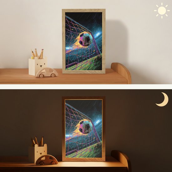 Nachtlampje 20x30 cm - Kinder lamp - Goal - Voetbal - Vuur - Stadion - Tafellamp kinderkamer - Slaapkamer lamp - Bedlamp kinderen - Kinderlampje stopcontact - Wandlamp babykamer - Nachtlampjes van Merkloos — afbeelding 4