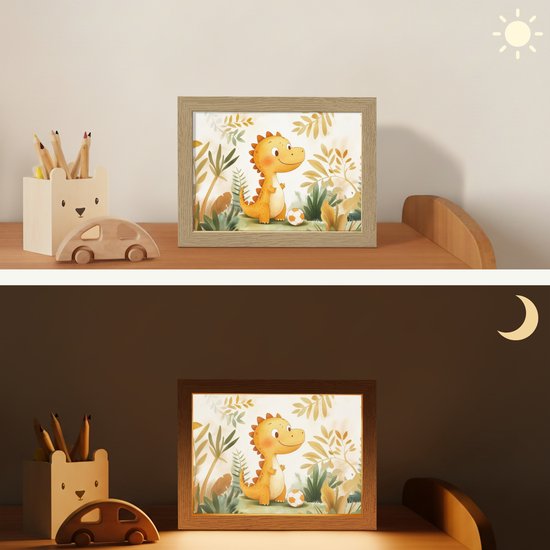Nachtlampje 20x15 cm - Kinder lamp - Dino - Voetbal - Oranje - Tafellamp kinderkamer - Slaapkamer lamp - Bedlamp kinderen - Kinderlampje stopcontact - Wandlamp babykamer - Nachtlampjes van Merkloos — afbeelding 4