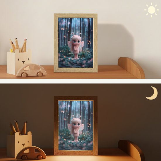Nachtlampje 15x20 cm - Kinder lampje - Elfje - Cartoon - Bos - Lichtjes - Tafellamp kinderkamer - Slaapkamer lamp - Bedlamp kinderen - Kinderlampje stopcontact - Wandlamp babykamer - Nachtlampjes van Merkloos — afbeelding 4