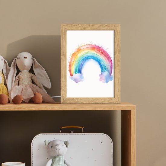 Nachtlampje 15x20 cm - Kinder lamp - Regenboog - Kinderen - Meisje - Tafellamp kinderkamer - Slaapkamer lamp - Bedlamp kinderen - Kinderlampje stopcontact - Wandlamp babykamer - Nachtlampjes van Merkloos — afbeelding 3