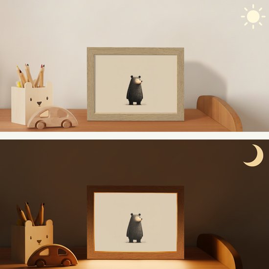 Nachtlampje 20x15 cm - Kinder lampje - Beer - Donkerbruin - Minimalistisch - Tafellamp kinderkamer - Slaapkamer lamp - Bedlamp kinderen - Kinderlampje stopcontact - Wandlamp babykamer - Nachtlampjes van Merkloos — afbeelding 4