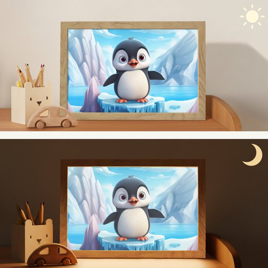 Nachtlampje 30x20 cm - Kinder lamp - Pinguïn - Meisjes - Pooldieren - Kinderen - Tafellamp kinderkamer - Slaapkamer lamp - Bedlamp kinderen - Kinderlampje stopcontact - Wandlamp babykamer - Nachtlampjes van Merkloos — afbeelding 4