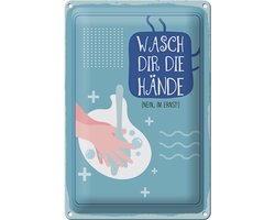 Blechschild Hinweis 12x18 cm Wasch dir die Hände Schild