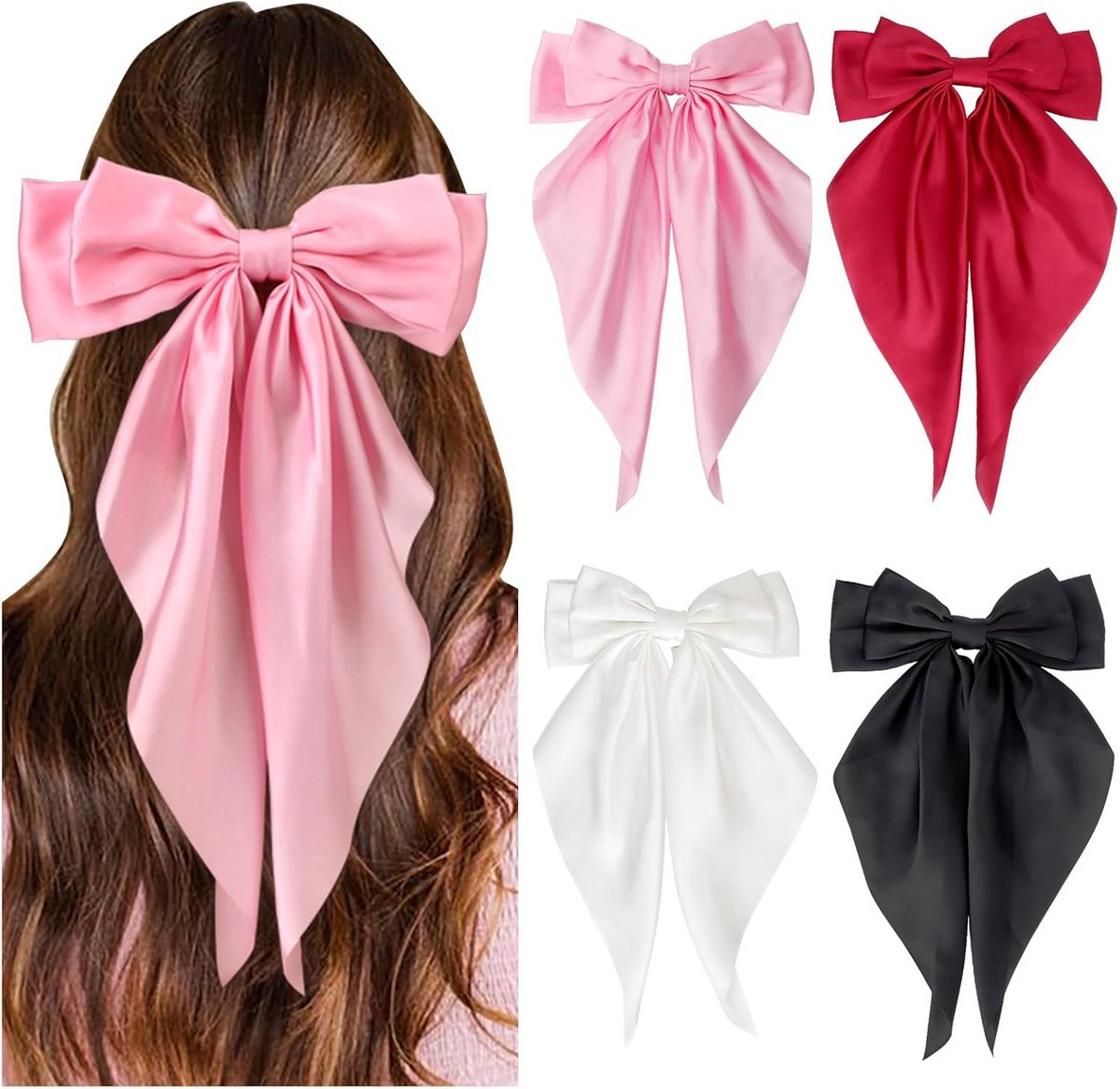 Grote Haarstrikken met Lange Staart voor Dames en Meisjes - Exclusieve Haarclips