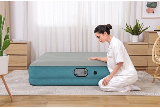 Bestway AlwaysAire - Luchtbed - 2-Persoons - 152×203×36 cm - Grijs/Blauw - Met Verwijderbare Oplaadbare Pomp - 2-persoons Luchtbed - Altijdzair - Verwijderbare Pomp - Oplaadbare Pomp - Camping van Merkloos — afbeelding 2