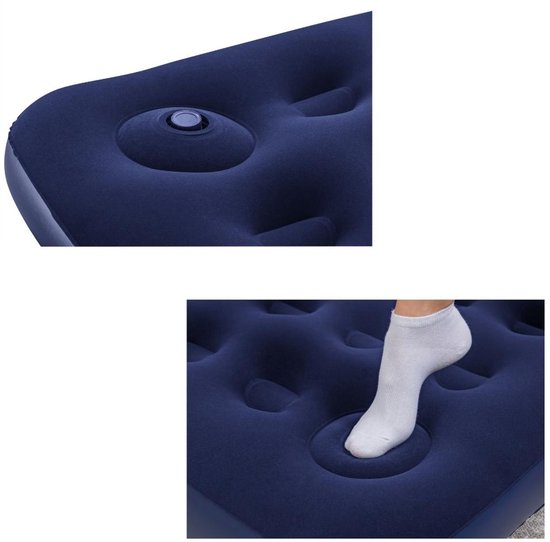 Bestway – Lit pneumatique – 1 personne – 76 × 185 × 28 cm – Bleu – Avec pompe à pied intégrée - Lit pneumatique - Camping - Extérieur - Intérieur - 1 personne