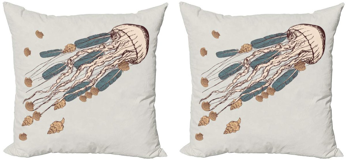 ABAKUHAUS Kwal Kussenhoezen Set – 2x50x50 cm – Dubbelzijdig bedrukt – Microvezel Grijs Beige Bruin