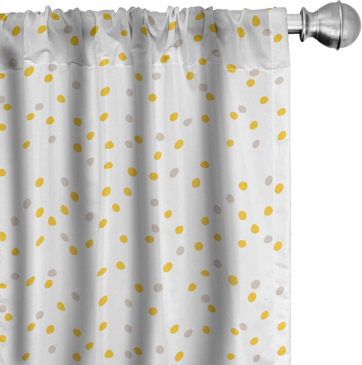 ABAKUHAUS Gordijnen – Gele stippen – 2-delige set 75 x 175 cm – Microvezel Aarde Geel