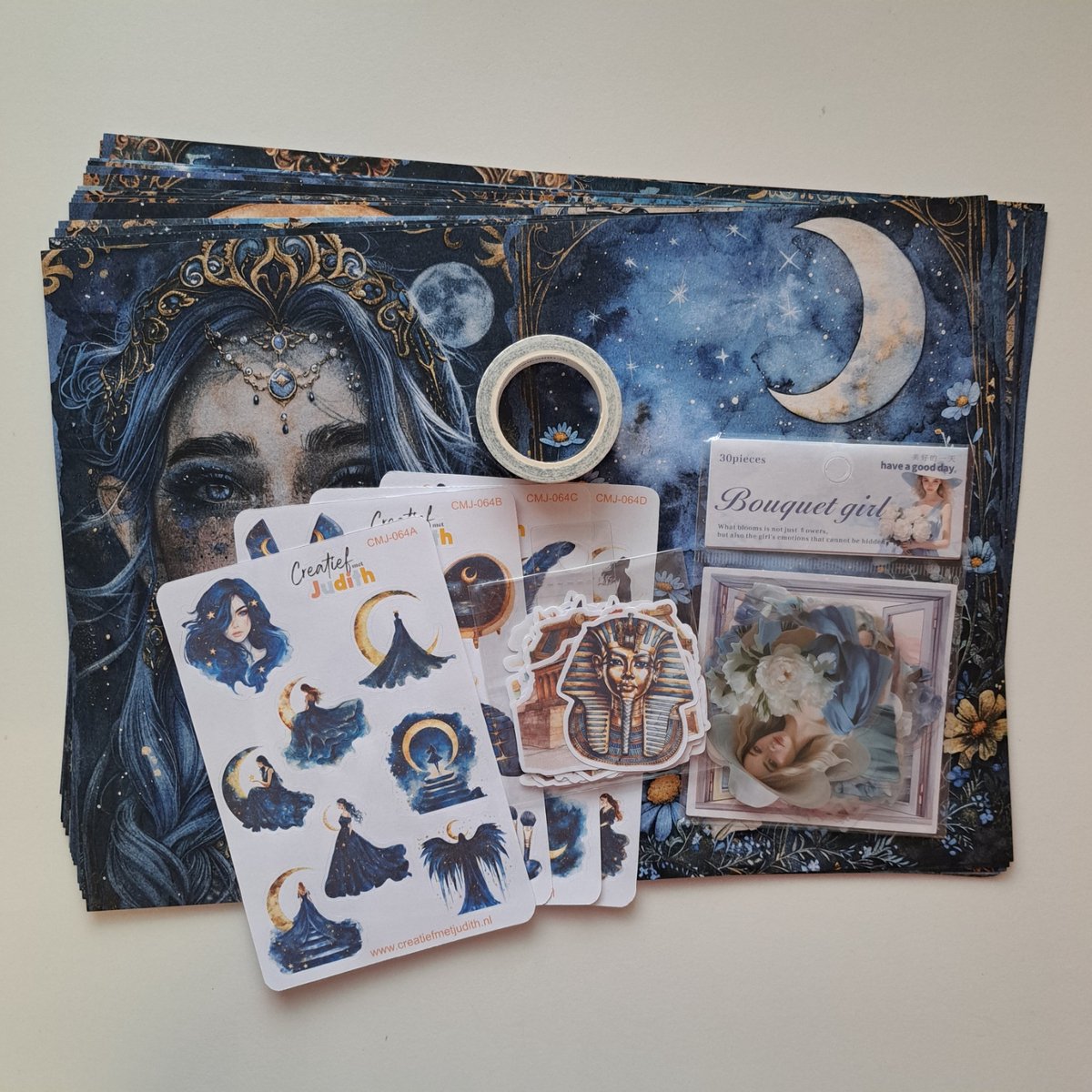 Star princess journal set - stickers - papier - thema fantasy blauw - bullet journal stickers- washi tape - transparante stickers - scrapbook - knutsel bundel - hobbypakket - volwassenen en kinderen