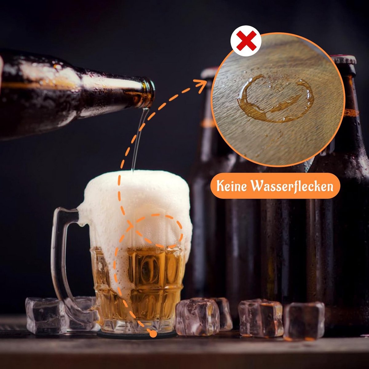 Set van 6 Vilt Bieronderzetters met Grappige Spreuken