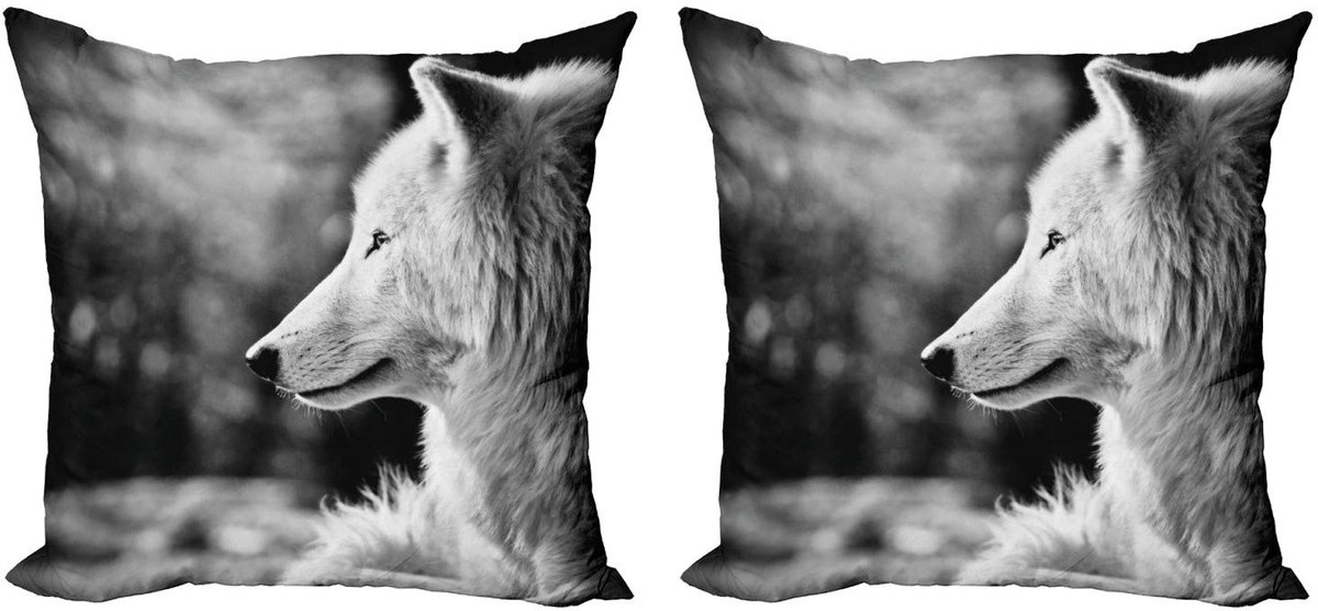 ABAKUHAUS Wolf Kussenhoes – Wolfafdruk, Digitaal bedrukt aan beide zijden, 45x45 cm Hellgrau