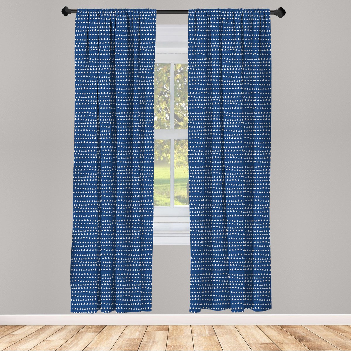 ABAKUHAUS Voorhang Geometrisch – 2x75x245 cm – Marineblauw/Wit