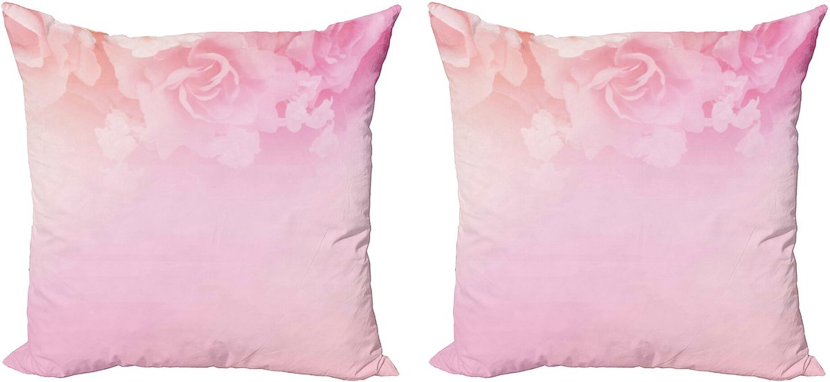 ABAKUHAUS Kussenhoes – Decoratiekussen 40x40 cm – 2-pack – koraalrood, dubbelzijdig Korallenrot