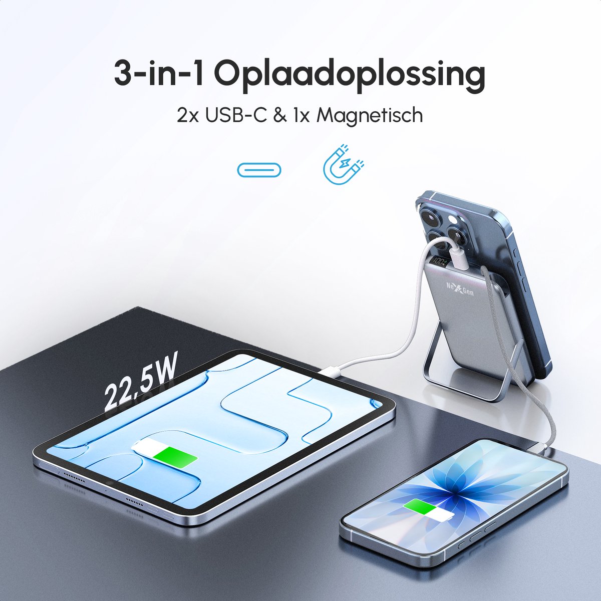 NexGen MagPro Powerbank 10.000mAh Magnetisch Draadloos - afbeelding 2