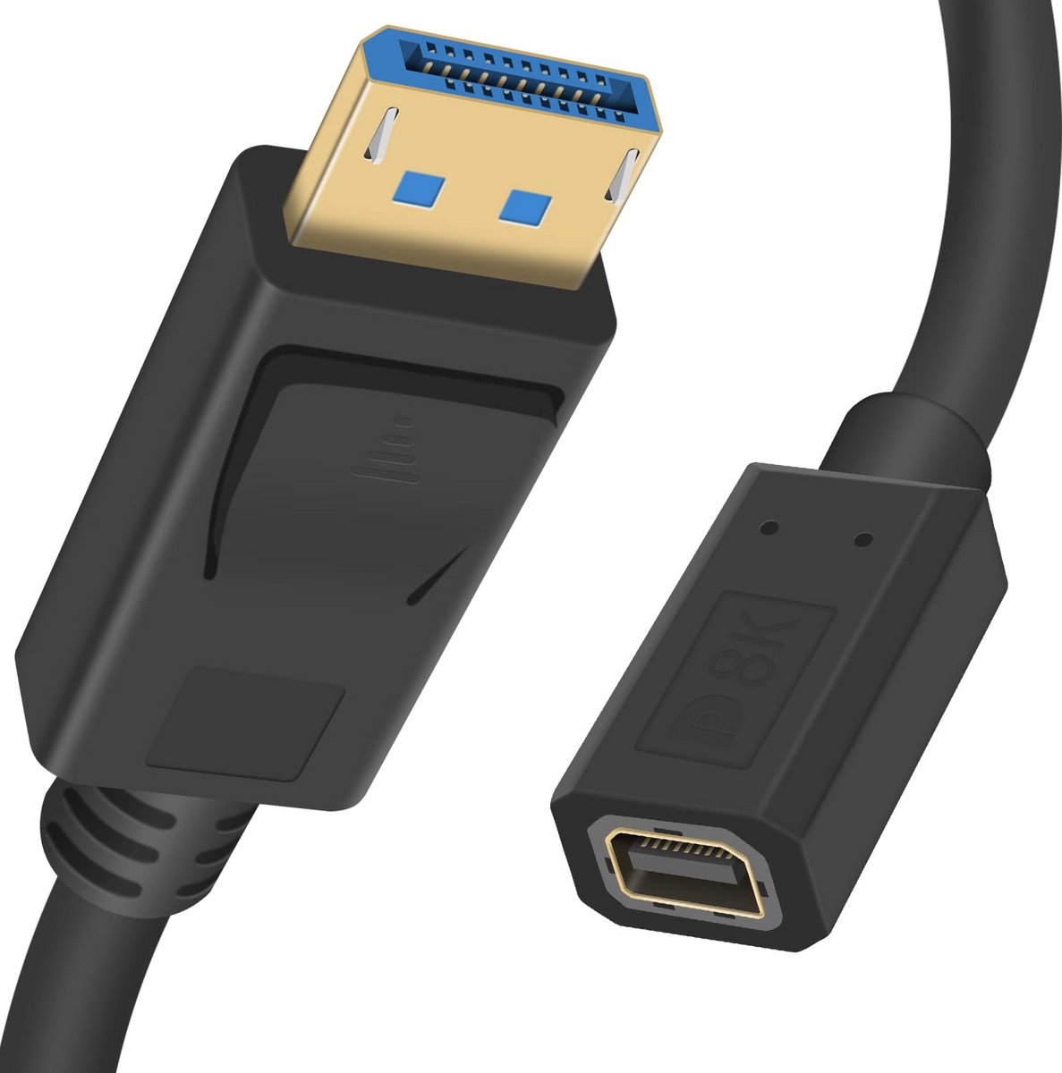 Mini DisplayPort naar DisplayPort 1.4a Kabel 8K@60Hz Bidirectioneel Goud Verguld 0.3M