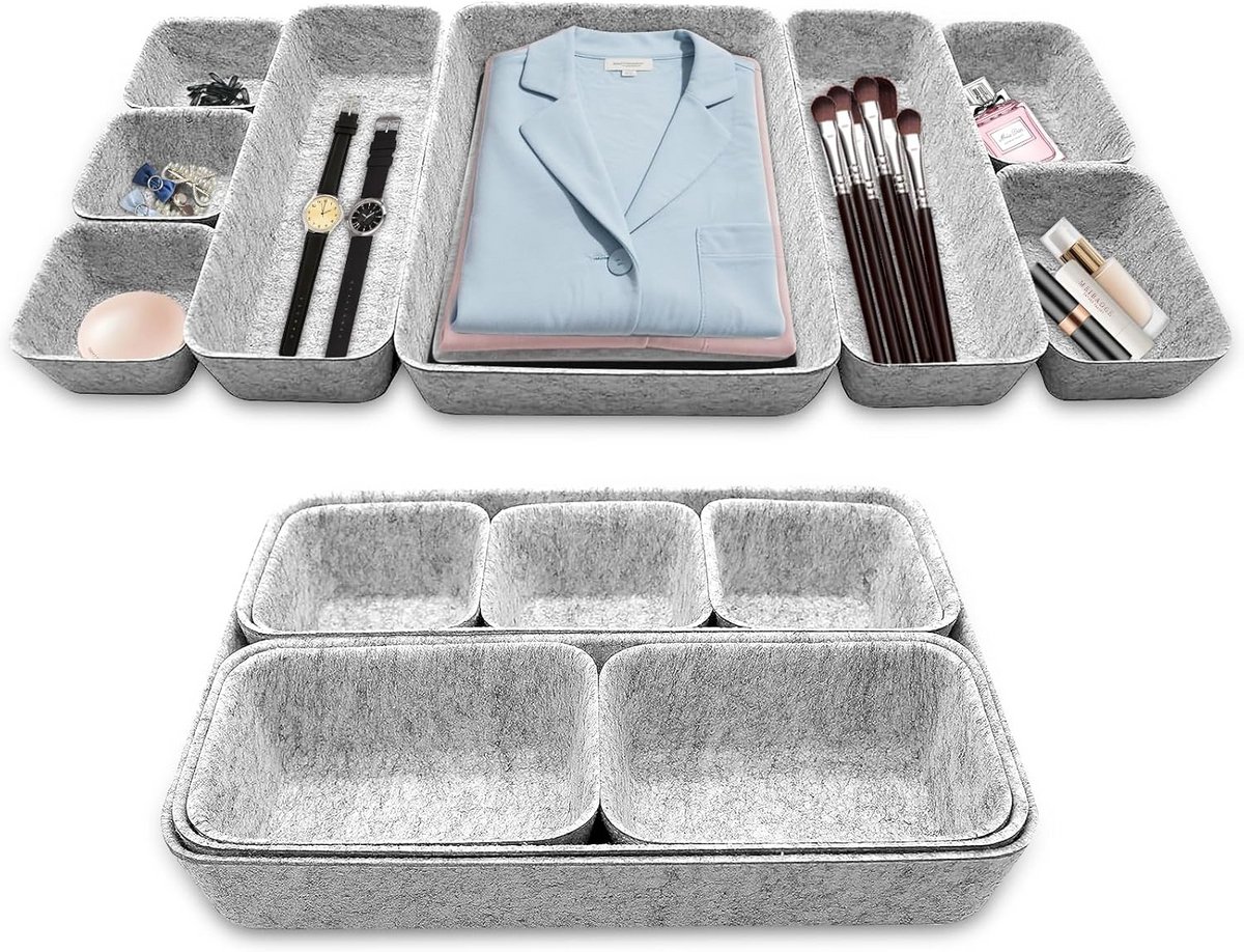 Set van 8 Vilten Lade-Organizers voor Bureau en Kantoor