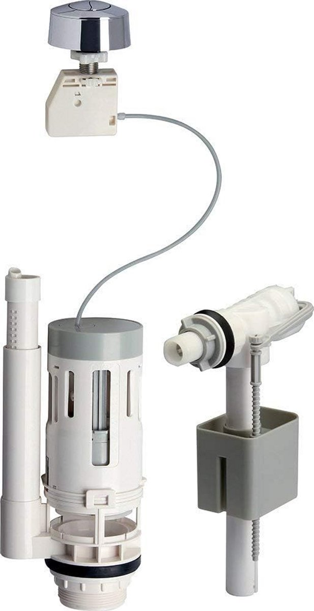 Complete Spoelmechanisme voor Toilet met Dubbele Drukknop (3/6 Liter) en Vlotterventielset