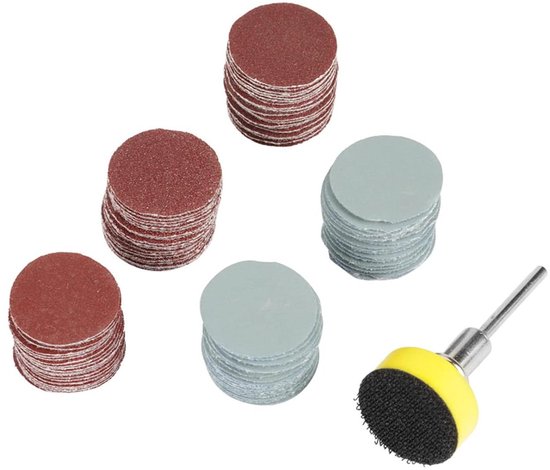 100 Stuks Schuurschijven Set, 25mm Pad Kit voor Rotary Tool - Mix Grit