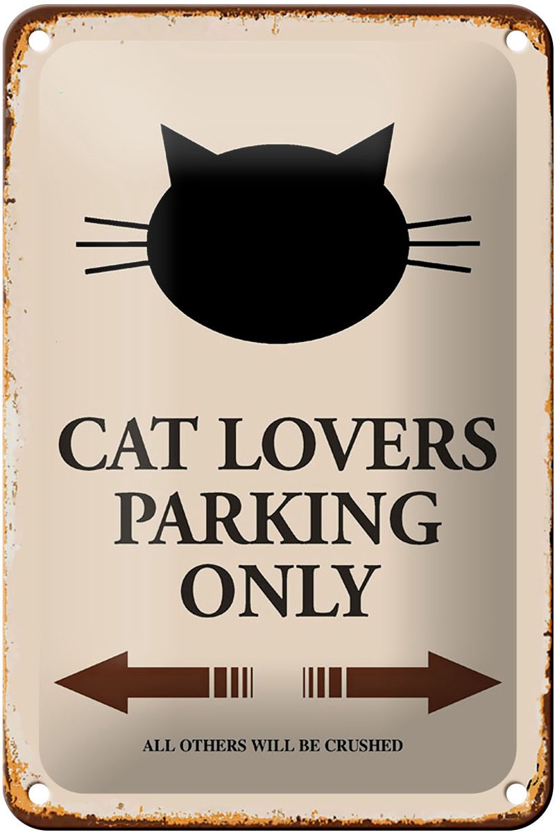 Blechschild Spruch 12x18cm cat lovers parking only Katze