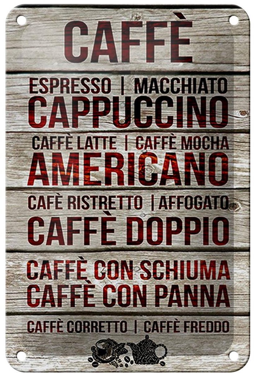 Blechschild Caffee 12x18cm Caffe espresso capuccino latte