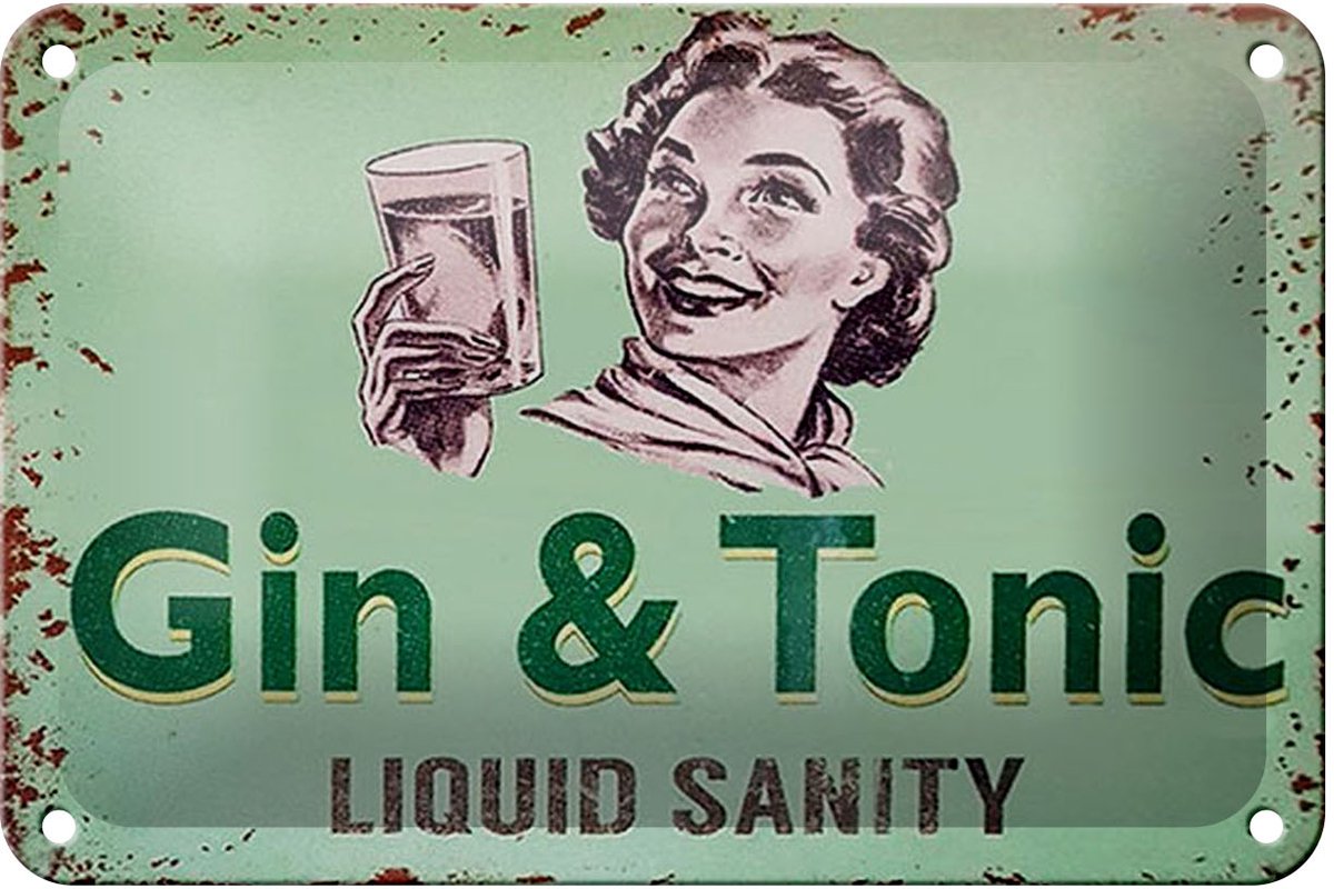 Blechschild Alkohol 18x12cm Gin & Tonic liquid sanity