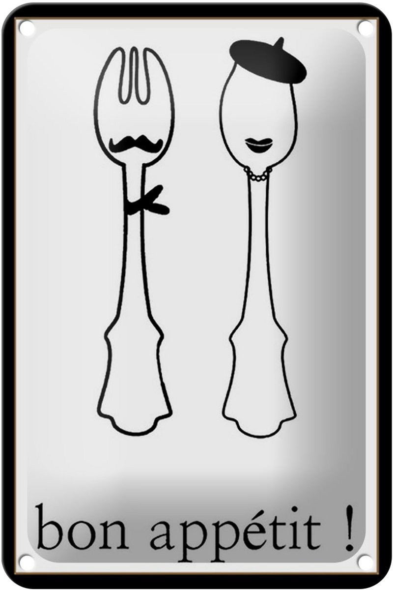 Blechschild Spruch 12x18cm Bon Appetit Schild