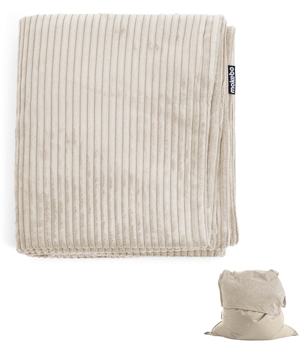 Zitzakhoes ‘Das Kuschelcover’ van corduroy, indoor hoes voor zitzak of fauteuil in beige