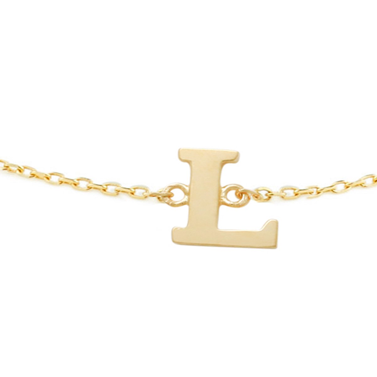 New Bling 9NBG-901L Gouden Armband met Letter L - 6mm - Ankerschakel - 16+1+1cm - Initiaal sieraad - 14 Karaat - Goud