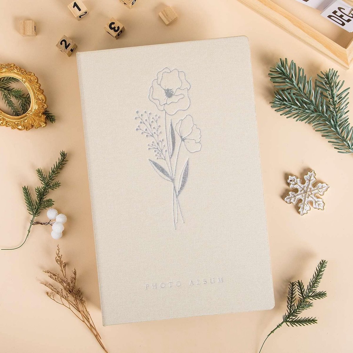 Candala fotoalbum met harde kaft – 15 cm, beige – luxe album voor je mooiste herinneringen
