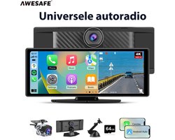 Awesafe 10.26 Inch Autoradio - Geschikt voor CarPlay Scherm - Navigatiesysteem Auto - Universeel – IPS 1600*600 Touchscreen & HD Achteruitrijcamera - USB AUX - FM Radio - Bluetooth
