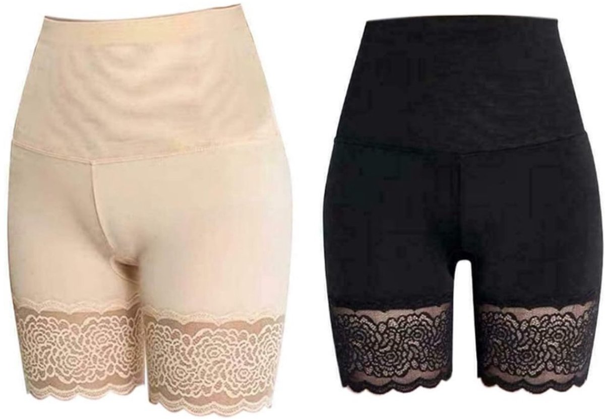 Vivva - 2 Stuks Shapewear Dames - Hoge Taille - Corrigerend Ondergoed - Zwart + Beige - Maat S/M- LACYFIT
