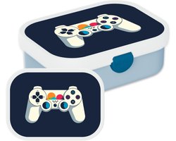 Mepal Broodtrommel voor Kinderen - Bento Lunchbox - Gaming - Inclusief Bentobakje & Vorkje - BPA vrij en Vaatwasserbestendig - 750 ml - Wit
