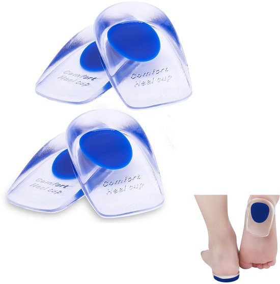 2-Paar Hielspoor Zooltjes - Hielbeschermer - Hielzool - Gelzool - Schokabsorberende binnenzool - Achillespeesondersteuning - Unisex - Maten 40-45 - Geschikt voor hielpijn, hielbeschermers en achillespeesontsteking - Blauw