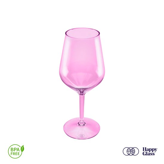HappyGlass Lady Abigail plastic wijnglazen - Set van 4 kunststof herbruikbare wijnglazen - 47cl - Pretty pink - BPA-vrij Tritan - Limited Edition — afbeelding 3