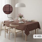 Nappe Raved Imperméable / Enduite Motif Carré Marron - 140 x 280 cm - Katoen - Lavable