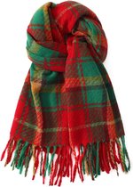 Dames Sjaal Winter - Kerst Geruit Patroon - Zachte Fransjes Sjaal 200x67 cm - Polyester Materiaal - Alledaags en Feestelijk - Ideaal Kerstcadeau - Stijlvol Ontwerp - Veelzijdig Draagbaar